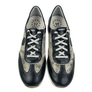 Mephisto Runoff Yael Air-Jet Black Leather Snakeskin Mesh Sneakers Womens 10.5